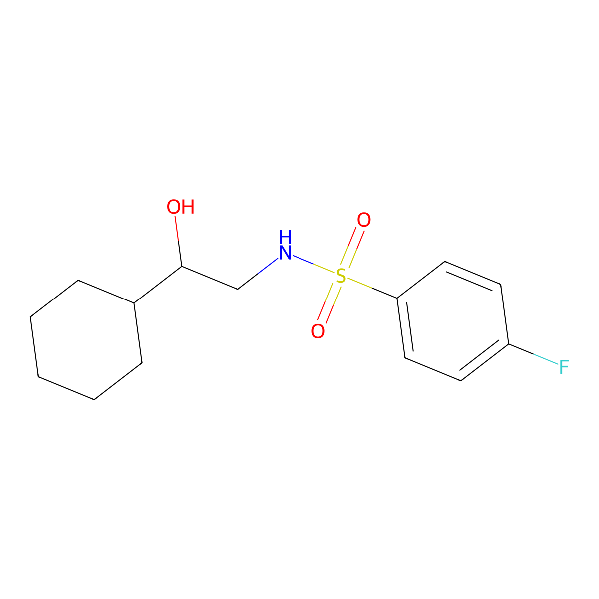 N-(2-cyclohexyl-2-hydroxyethyl)-4-fluorobenzenesulfonamide molecular structure, CAS 1351612-18-4