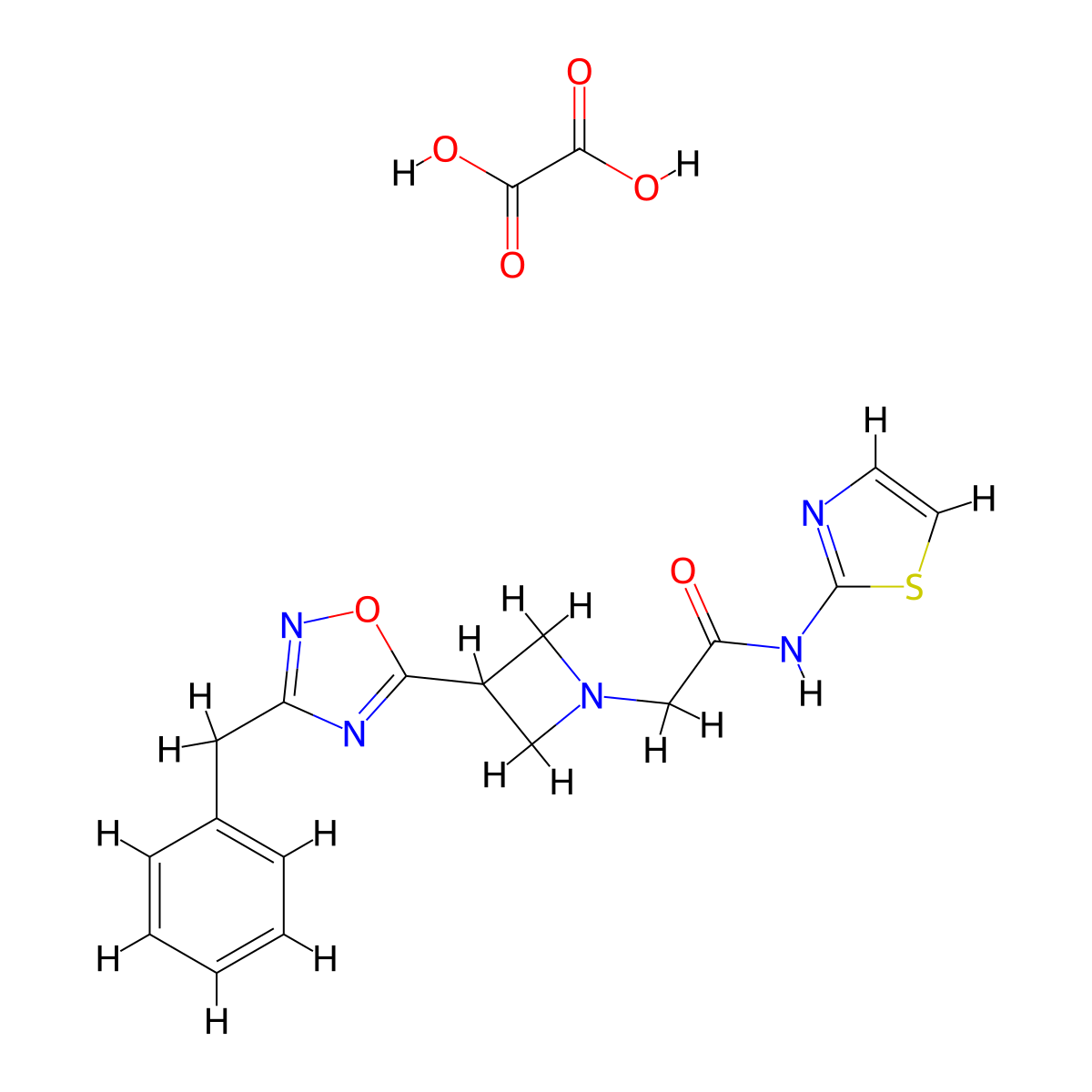 2-(3-(3-benzyl-1,2,4-oxadiazol-5-yl)azetidin-1-yl)-N-(thiazol-2-yl)acetamide oxalate molecular structure, CAS 1351612-22-0