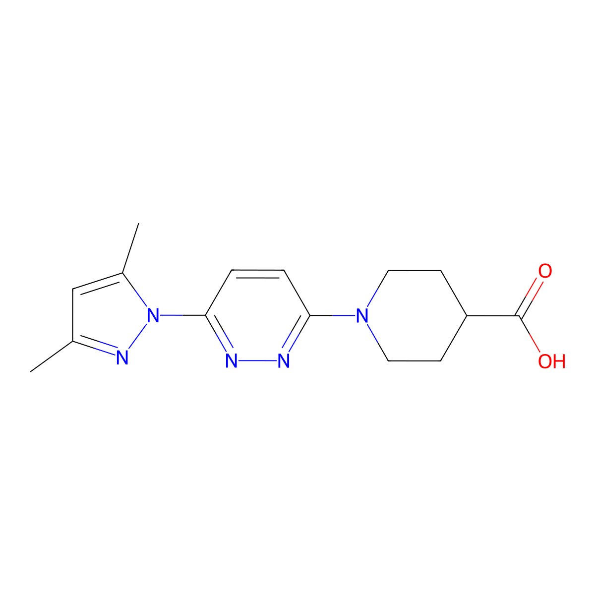 1-(6-(3,5-dimethyl-1H-pyrazol-1-yl)pyridazin-3-yl)piperidine-4-carboxylic acid molecular structure, CAS 1351612-37-7