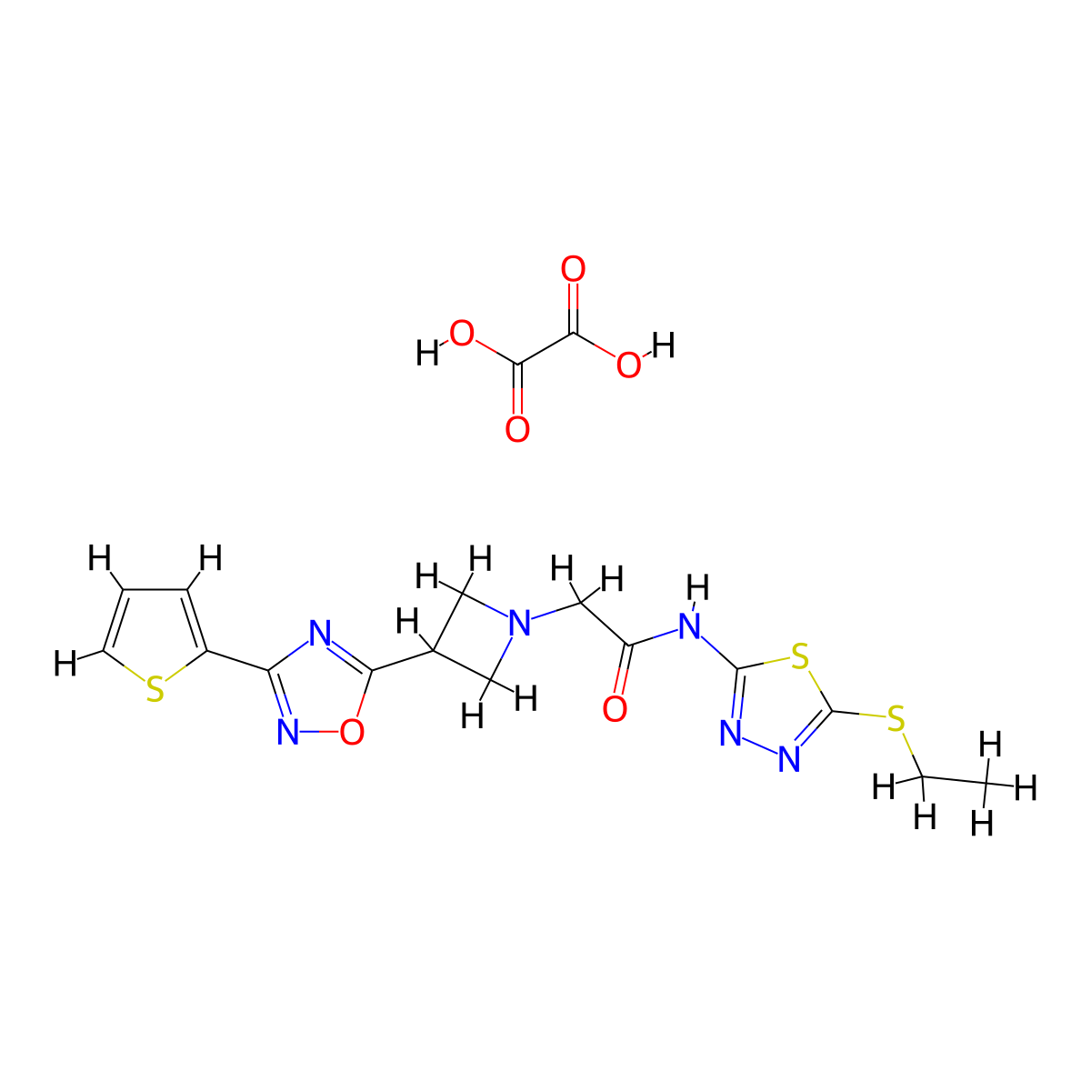 N-(5-(ethylthio)-1,3,4-thiadiazol-2-yl)-2-(3-(3-(thiophen-2-yl)-1,2,4-oxadiazol-5-yl)azetidin-1-yl)acetamide oxalate molecular structure, CAS 1351612-41-3