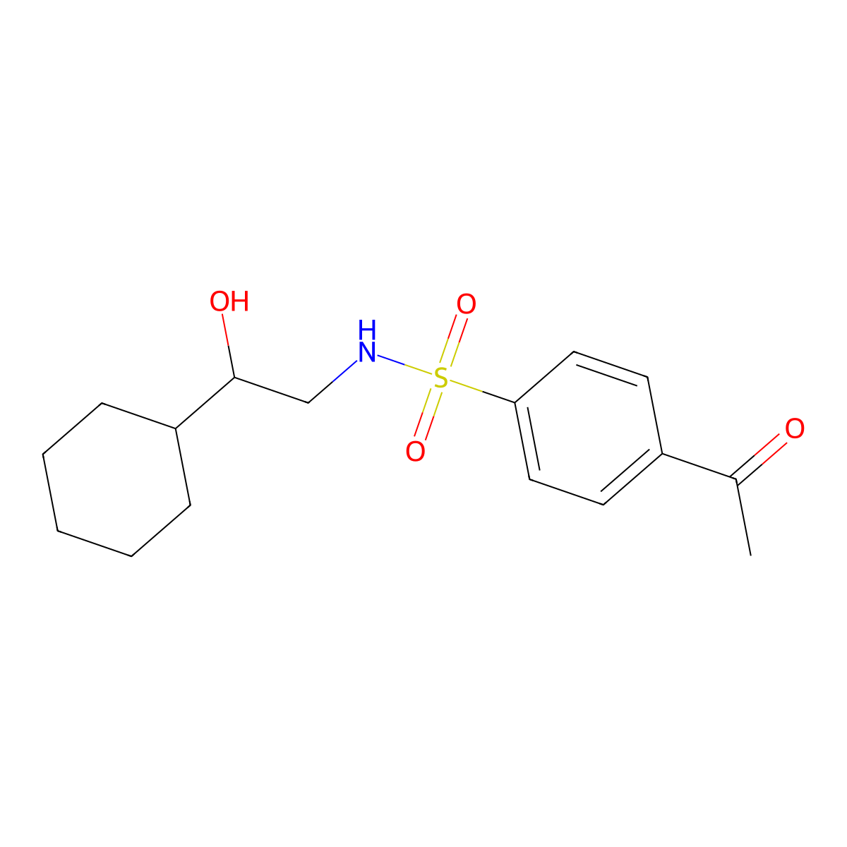 4-acetyl-N-(2-cyclohexyl-2-hydroxyethyl)benzenesulfonamide molecular structure, CAS 1351612-45-7