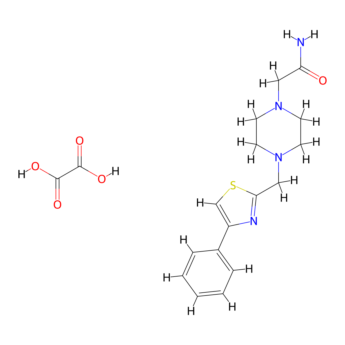 2-(4-((4-Phenylthiazol-2-yl)methyl)piperazin-1-yl)acetamide oxalate molecular structure, CAS 1351612-50-4
