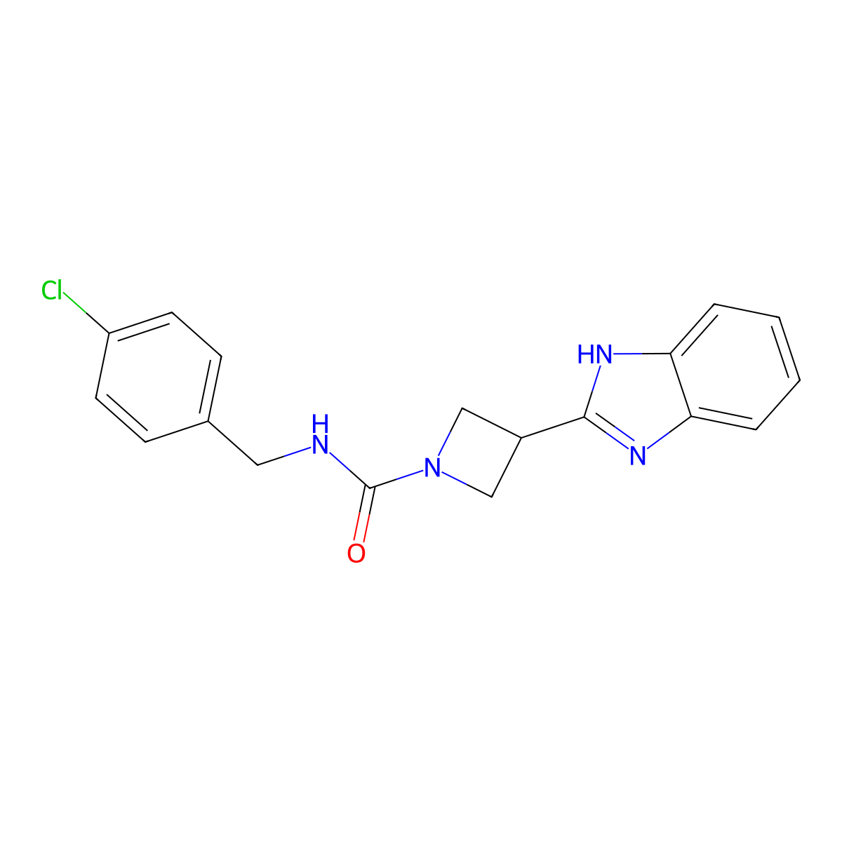 3-(1H-benzo[d]imidazol-2-yl)-N-(4-chlorobenzyl)azetidine-1-carboxamide molecular structure, CAS 1351612-54-8