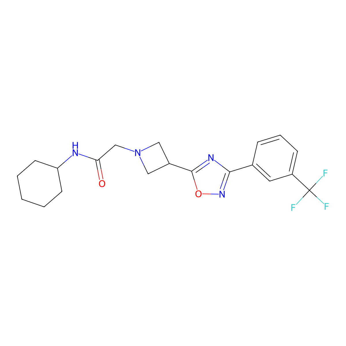 N-Cyclohexyl-2-[3-[3-[3-(trifluoromethyl)phenyl]-1,2,4-oxadiazol-5-yl]azetidin-1-yl]acetamide molecular structure, CAS 1351612-65-1