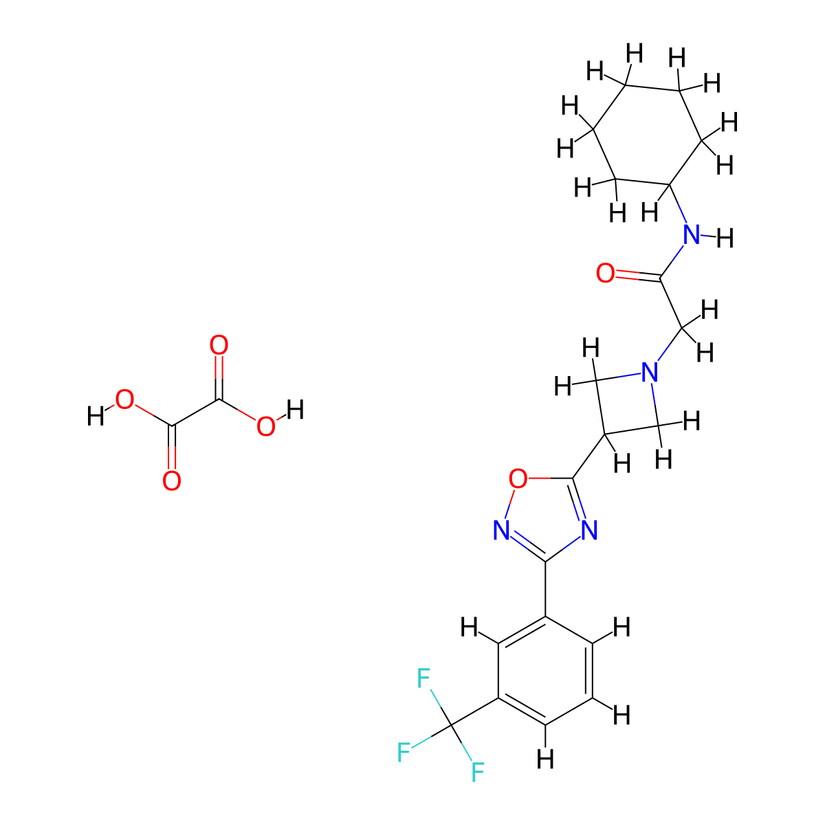N-cyclohexyl-2-(3-(3-(3-(trifluoromethyl)phenyl)-1,2,4-oxadiazol-5-yl)azetidin-1-yl)acetamide oxalate molecular structure, CAS 1351612-66-2