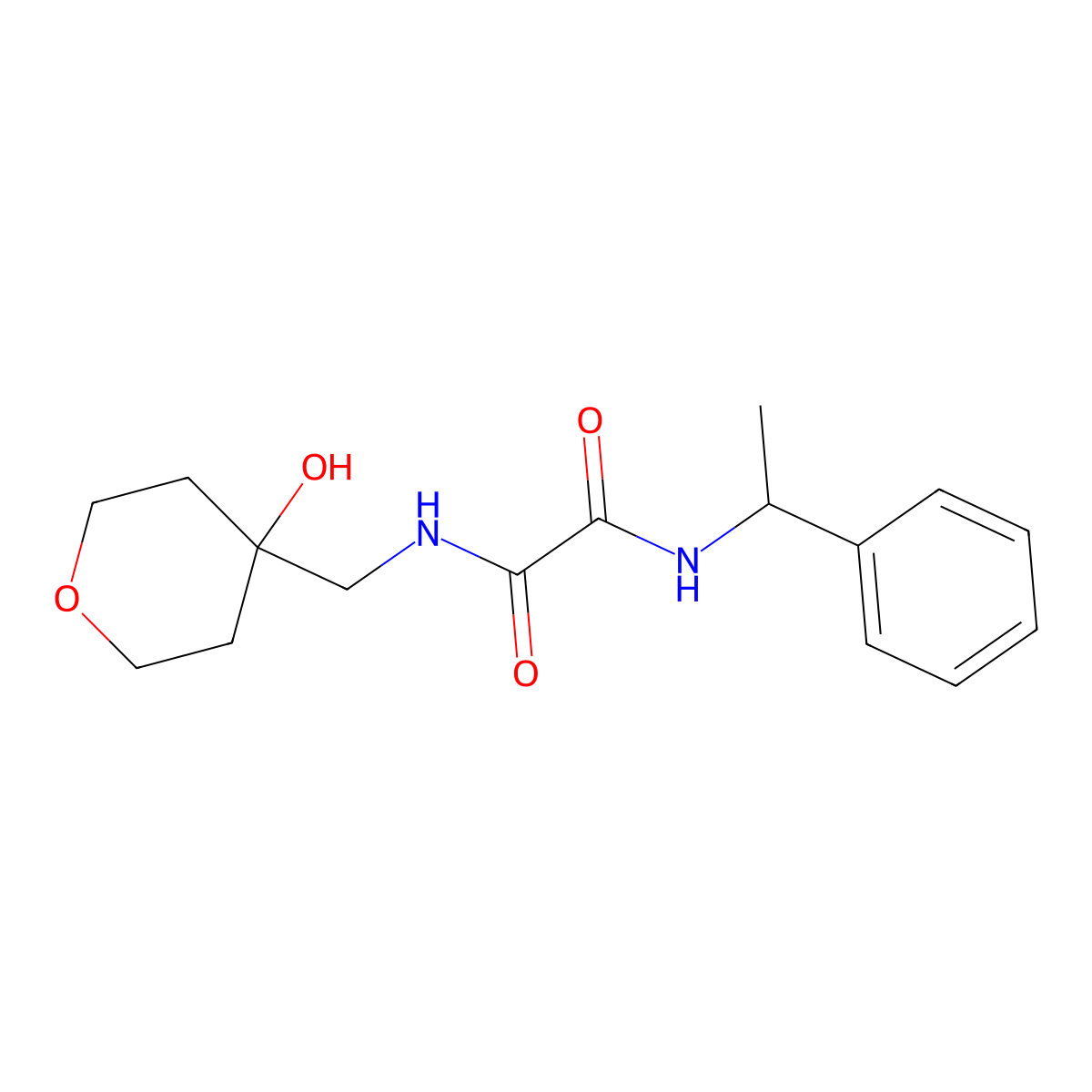 N1-((4-hydroxytetrahydro-2H-pyran-4-yl)methyl)-N2-(1-phenylethyl)oxalamide molecular structure, CAS 1351612-78-6
