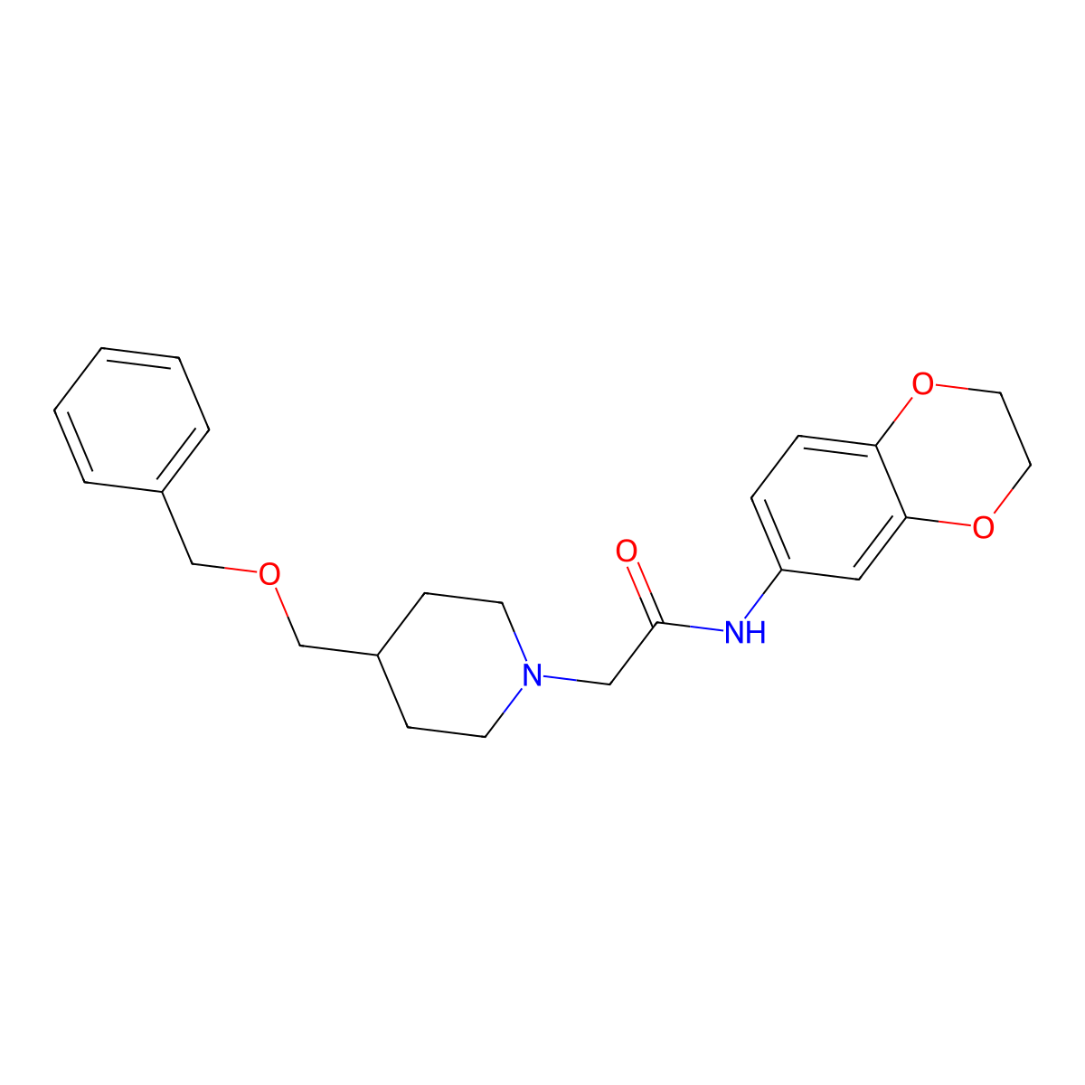 2-{4-[(benzyloxy)methyl]piperidin-1-yl}-N-(2,3-dihydro-1,4-benzodioxin-6-yl)acetamide molecular structure, CAS 1351612-79-7