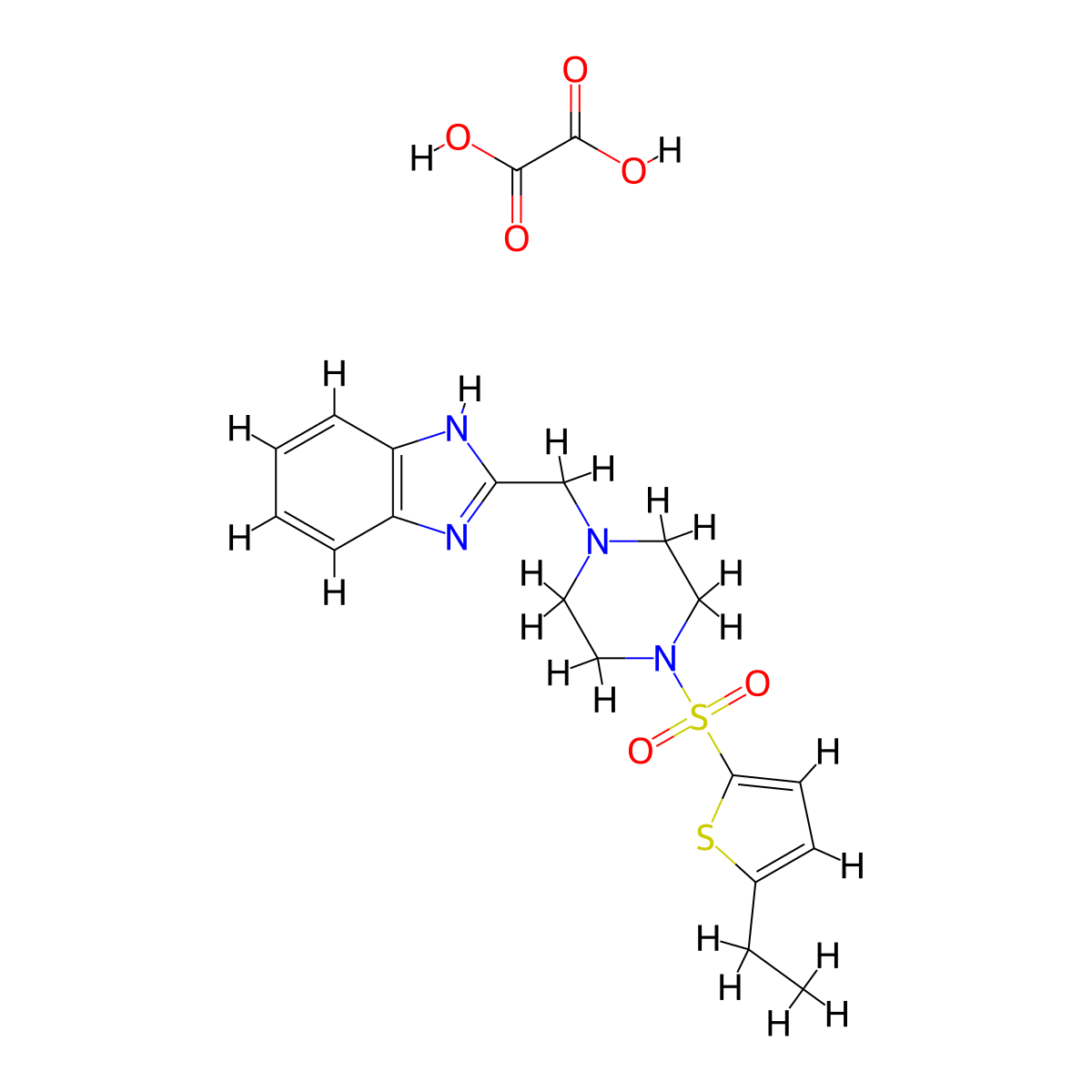 2-((4-((5-ethylthiophen-2-yl)sulfonyl)piperazin-1-yl)methyl)-1H-benzo[d]imidazole oxalate molecular structure, CAS 1351612-84-4