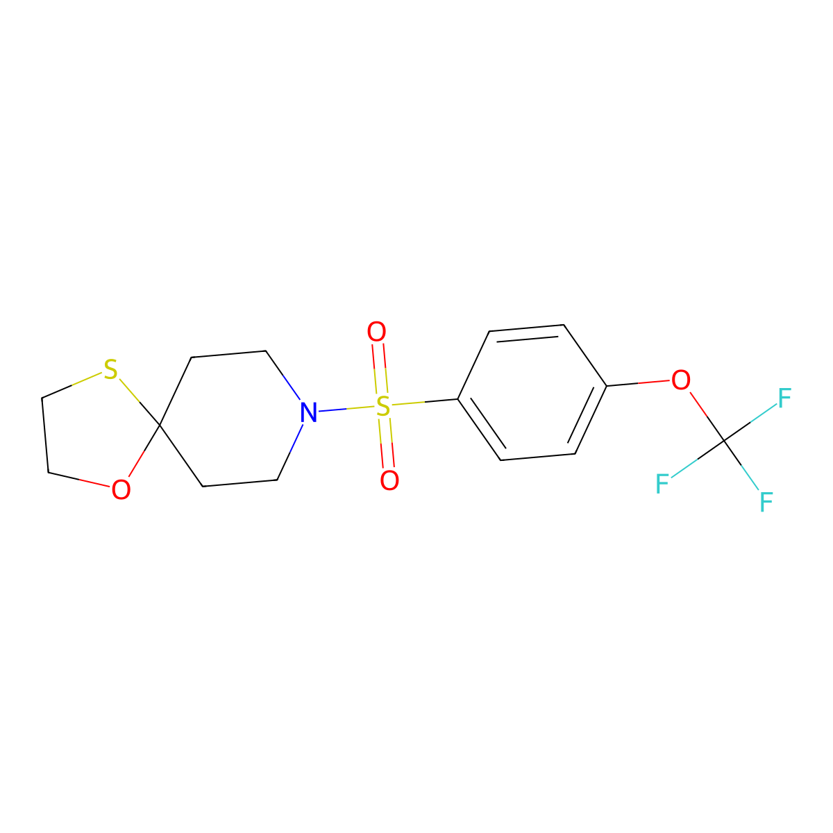 8-((4-(Trifluoromethoxy)phenyl)sulfonyl)-1-oxa-4-thia-8-azaspiro[4.5]decane molecular structure, CAS 1351612-87-7