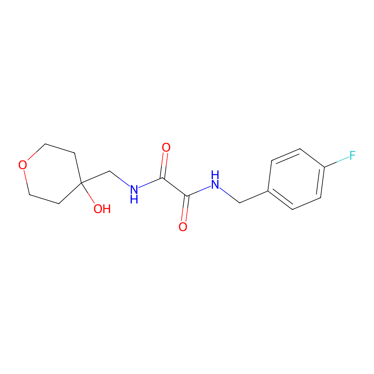 N1-(4-fluorobenzyl)-N2-((4-hydroxytetrahydro-2H-pyran-4-yl)methyl)oxalamide molecular structure, CAS 1351612-88-8