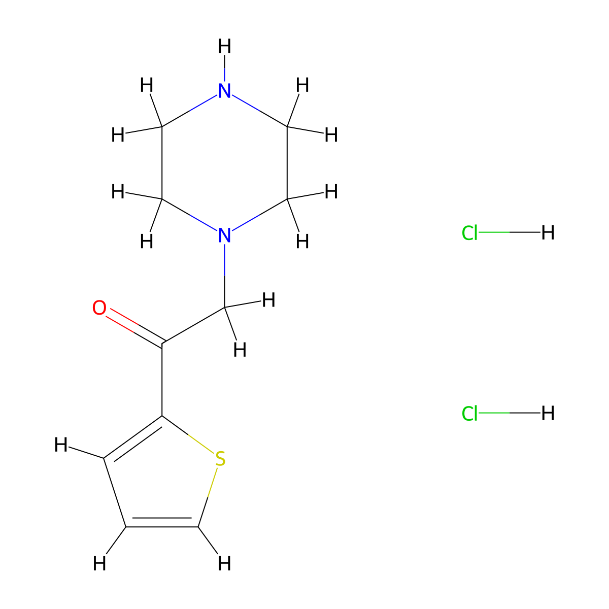 2-Piperazin-1-yl-1-(2-thienyl)ethanone dihydrochloride molecular structure, CAS 1351612-93-5