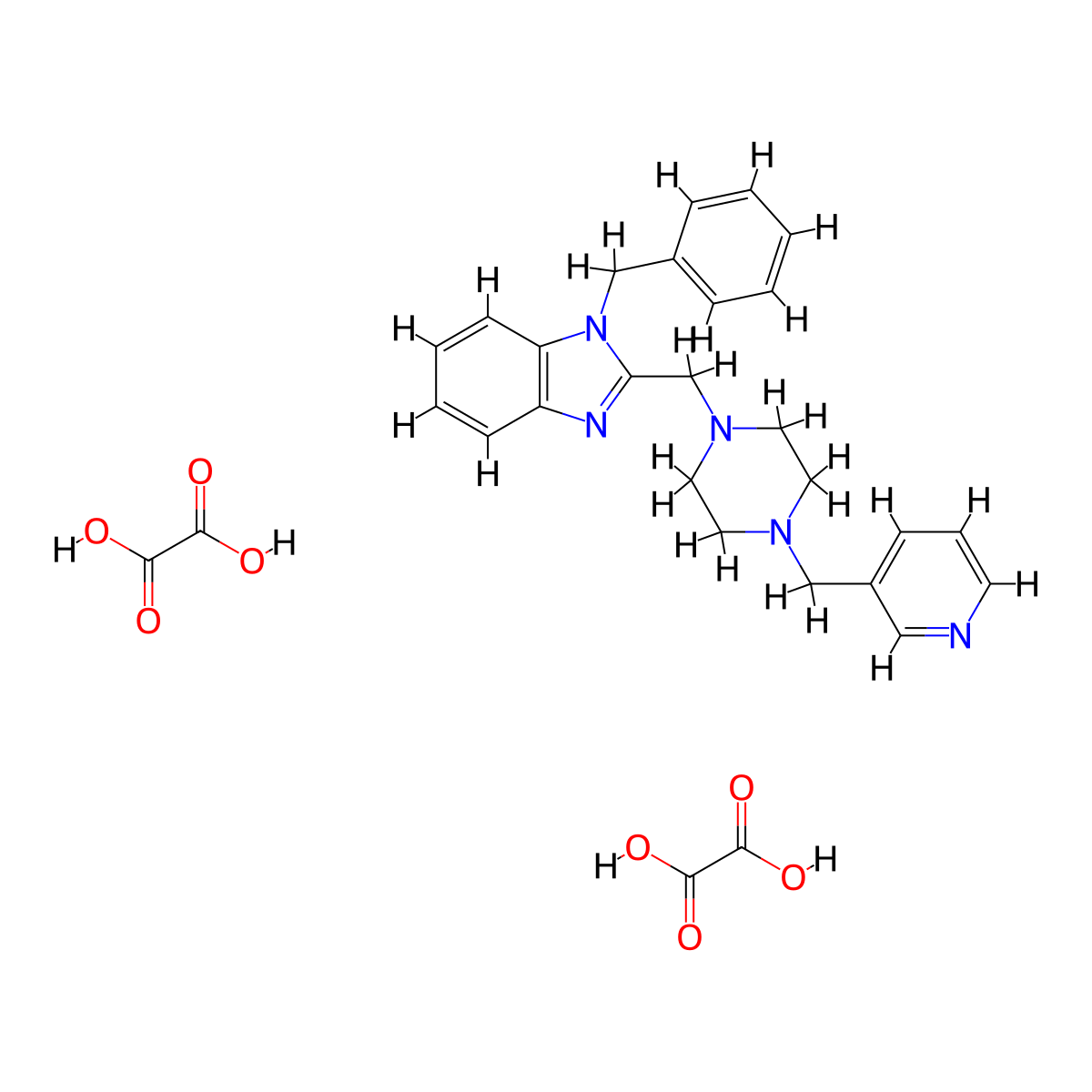 1-benzyl-2-((4-(pyridin-3-ylmethyl)piperazin-1-yl)methyl)-1H-benzo[d]imidazole dioxalate molecular structure, CAS 1351612-99-1