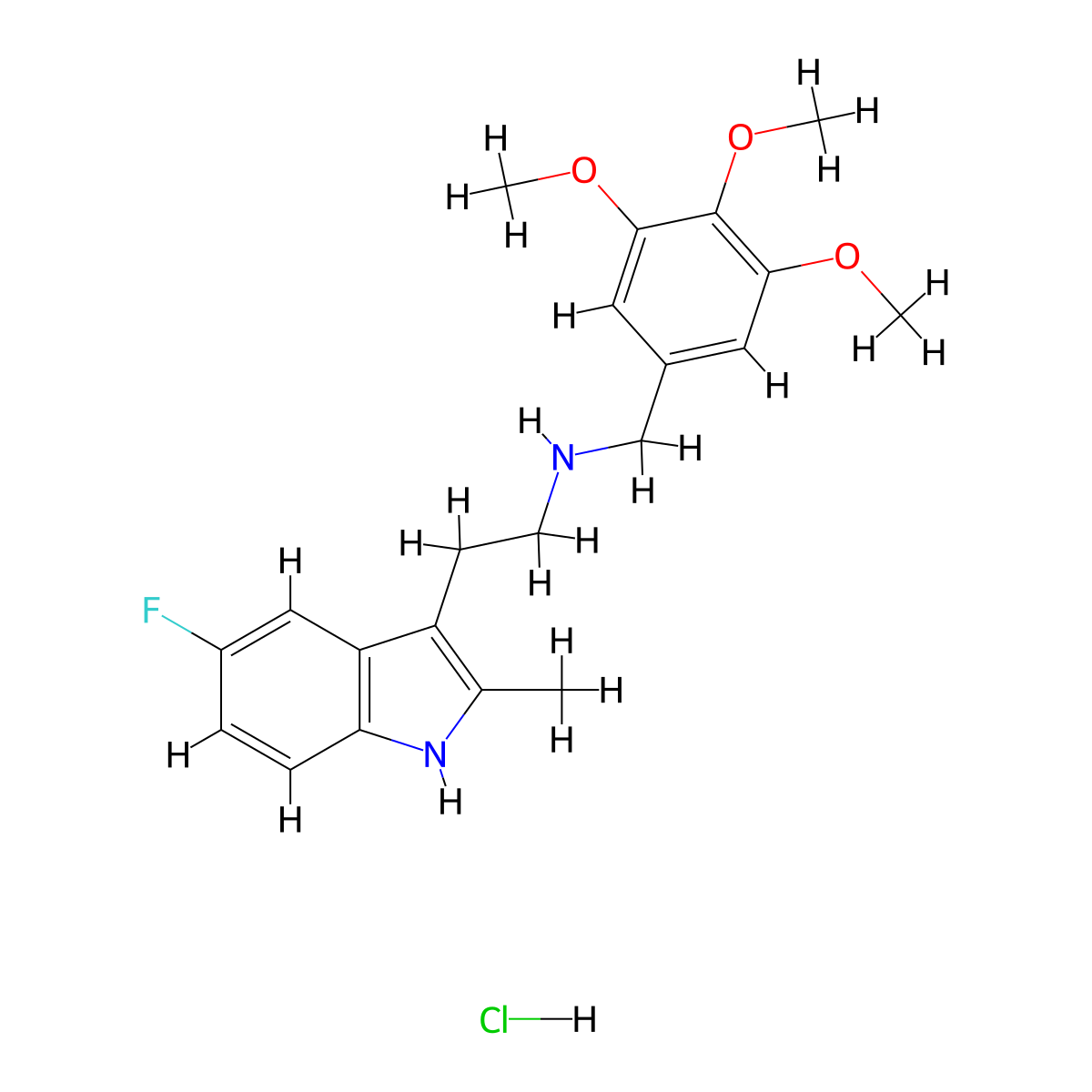 2-(5-fluoro-2-methyl-1H-indol-3-yl)-N-(3,4,5-trimethoxybenzyl)ethanamine hydrochloride molecular structure, CAS 1351613-00-7