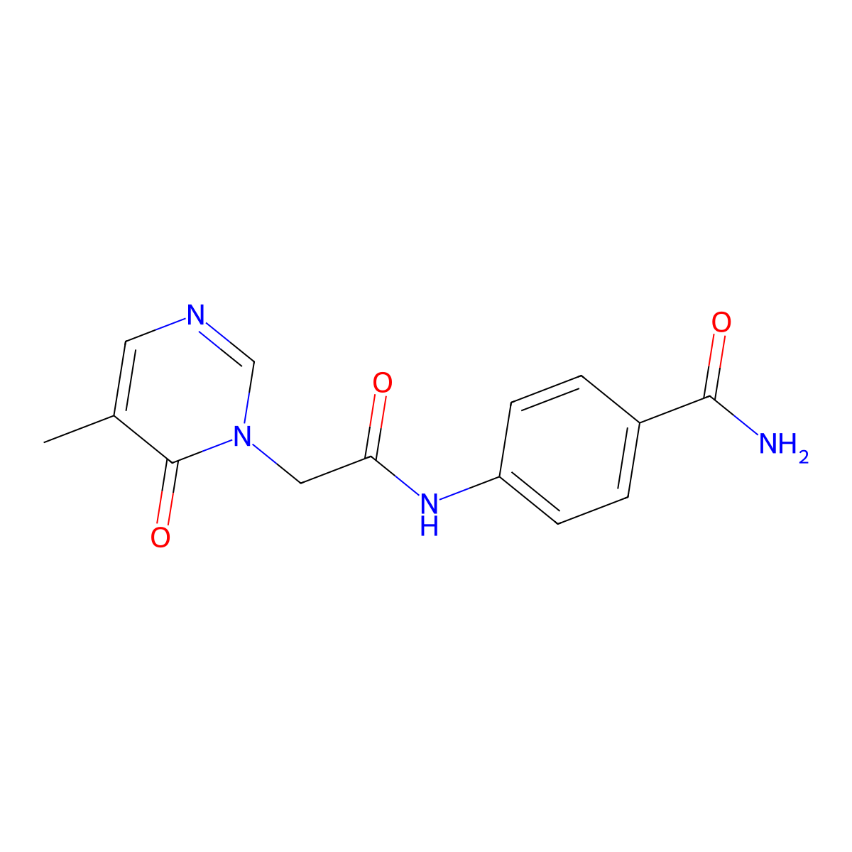 4-(2-(5-methyl-6-oxopyrimidin-1(6H)-yl)acetamido)benzamide molecular structure, CAS 1351613-02-9