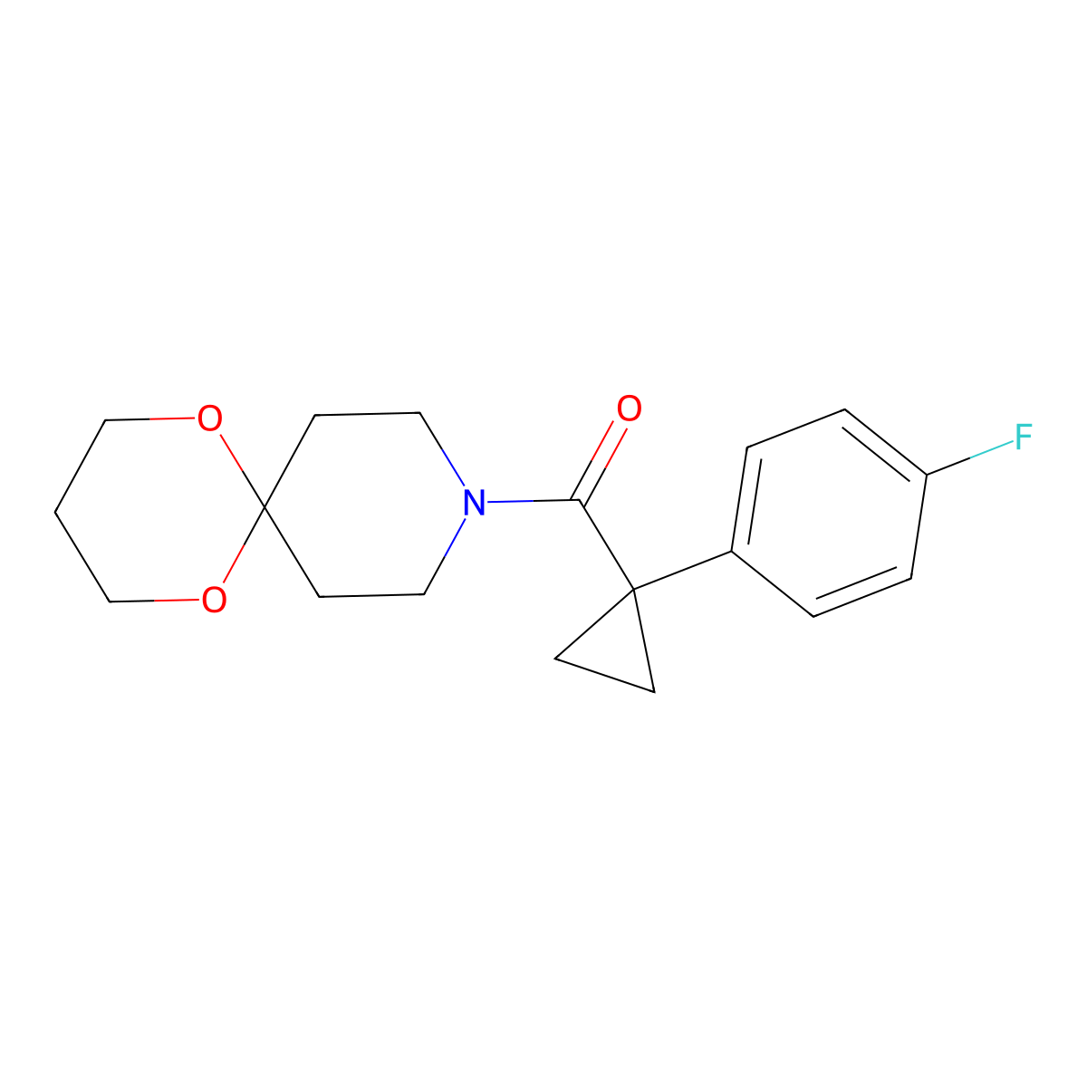(1-(4-Fluorophenyl)cyclopropyl)(1,5-dioxa-9-azaspiro[5.5]undecan-9-yl)methanone molecular structure, CAS 1351613-07-4