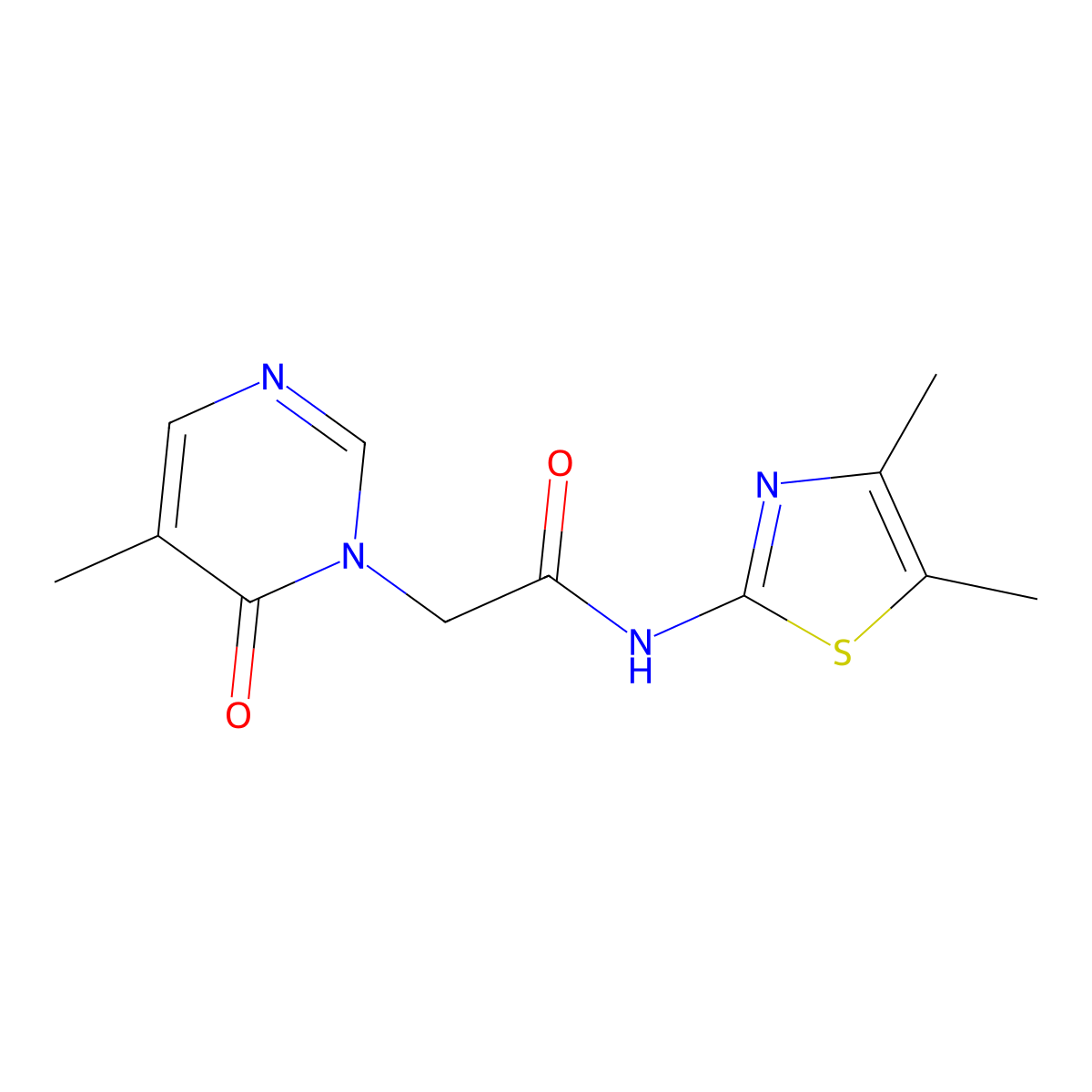 N-(4,5-dimethylthiazol-2-yl)-2-(5-methyl-6-oxopyrimidin-1(6H)-yl)acetamide molecular structure, CAS 1351613-09-6