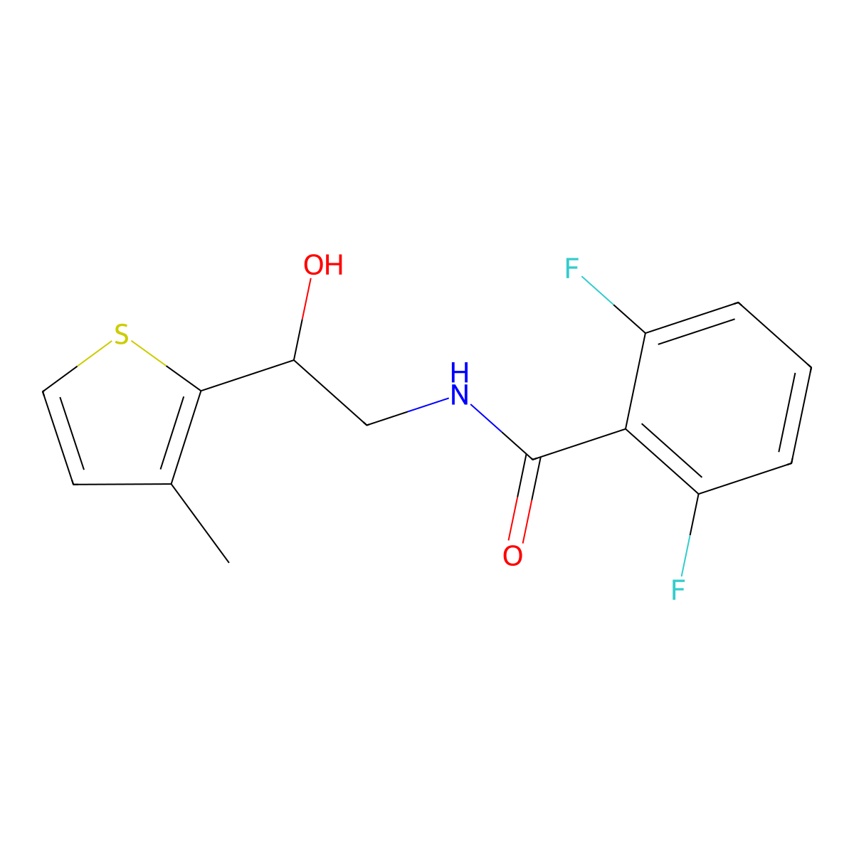 2,6-difluoro-N-[2-hydroxy-2-(3-methylthiophen-2-yl)ethyl]benzamide molecular structure, CAS 1351613-13-2