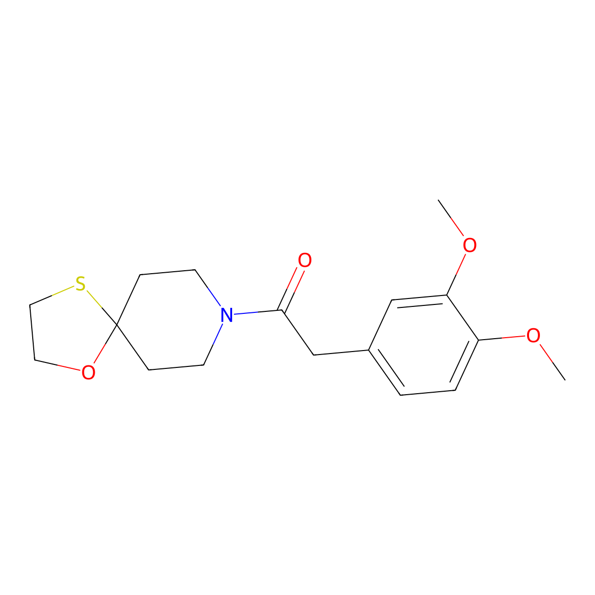 2-(3,4-Dimethoxyphenyl)-1-(1-oxa-4-thia-8-azaspiro[4.5]decan-8-yl)ethanone molecular structure, CAS 1351613-20-1