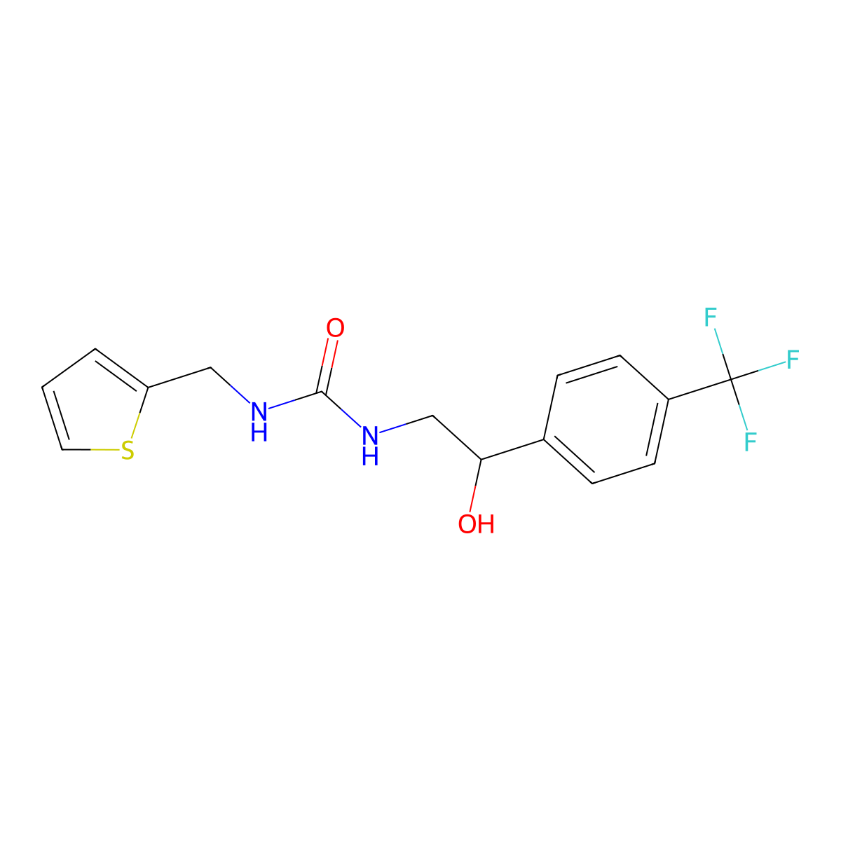 1-(2-Hydroxy-2-(4-(trifluoromethyl)phenyl)ethyl)-3-(thiophen-2-ylmethyl)urea molecular structure, CAS 1351613-30-3