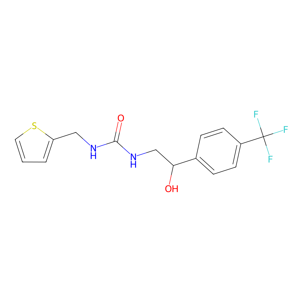 1-(2-Hydroxy-2-(4-(trifluoromethyl)phenyl)ethyl)-3-(thiophen-2-ylmethyl)urea molecular structure, CAS 1351613-30-3
