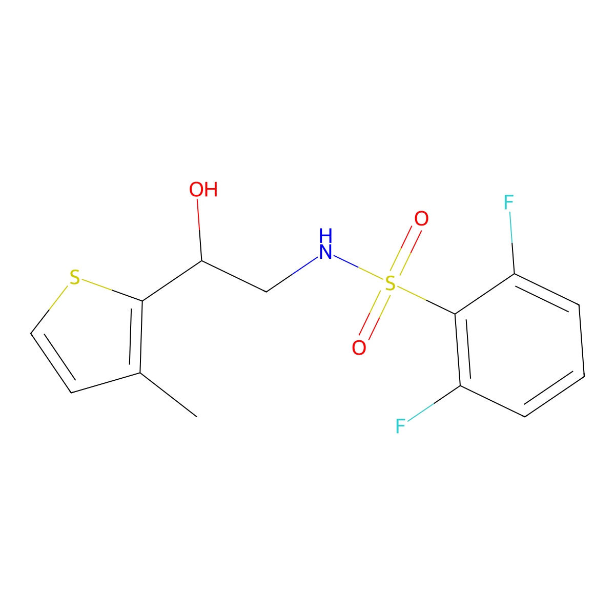 2,6-difluoro-N-(2-hydroxy-2-(3-methylthiophen-2-yl)ethyl)benzenesulfonamide molecular structure, CAS 1351613-32-5