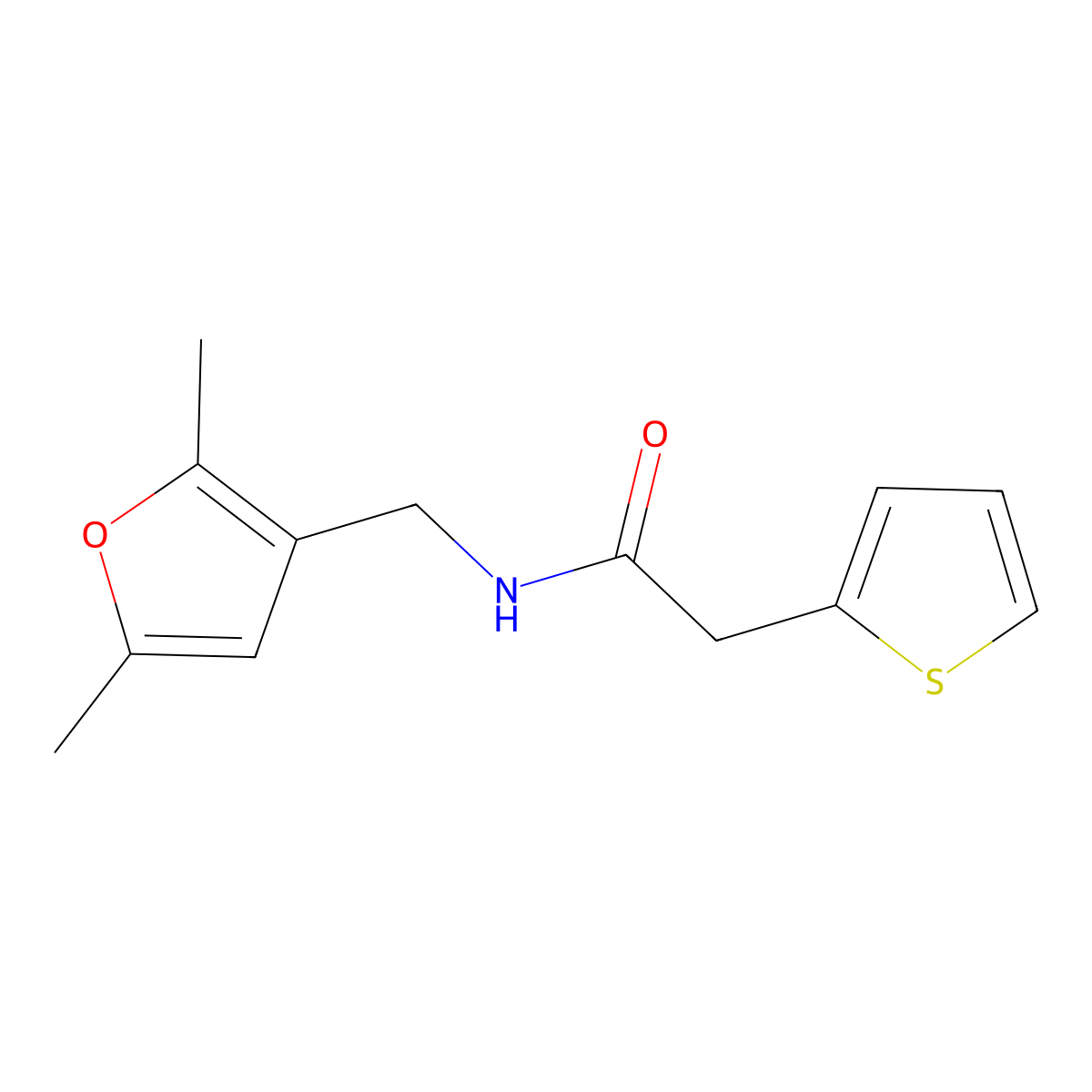 N-((2,5-dimethylfuran-3-yl)methyl)-2-(thiophen-2-yl)acetamide molecular structure, CAS 1351613-36-9