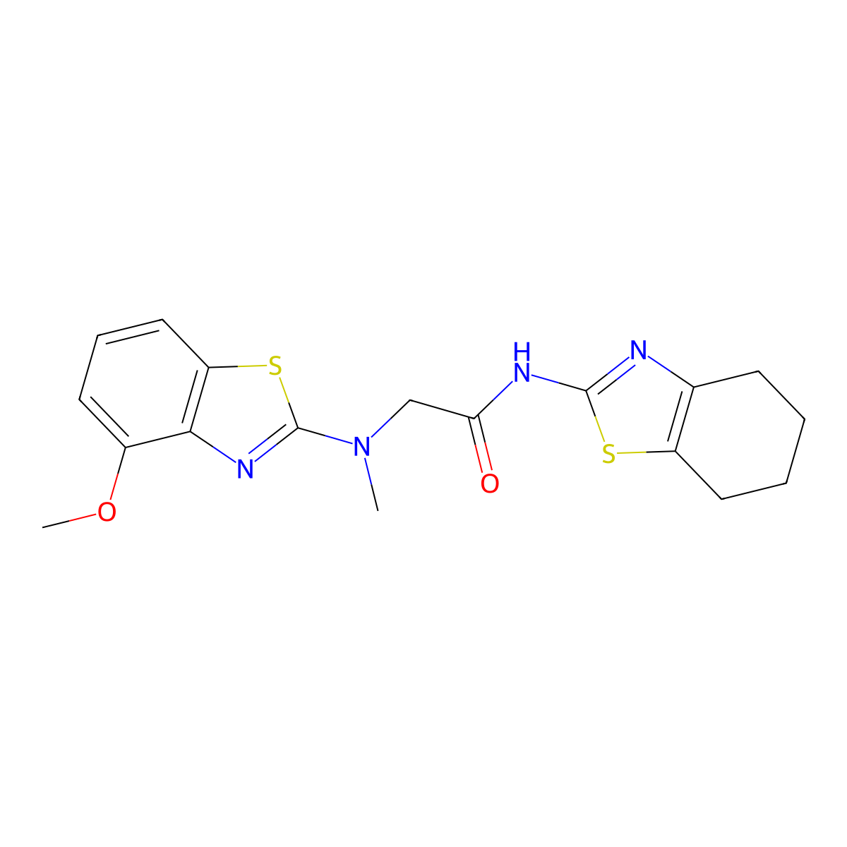 2-((4-methoxybenzo[d]thiazol-2-yl)(methyl)amino)-N-(4,5,6,7-tetrahydrobenzo[d]thiazol-2-yl)acetamide molecular structure, CAS 1351613-45-0