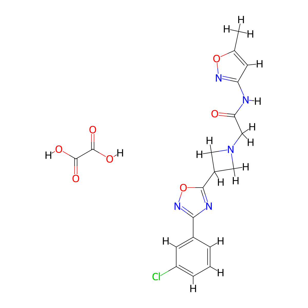 2-(3-(3-(3-chlorophenyl)-1,2,4-oxadiazol-5-yl)azetidin-1-yl)-N-(5-methylisoxazol-3-yl)acetamide oxalate molecular structure, CAS 1351613-52-9