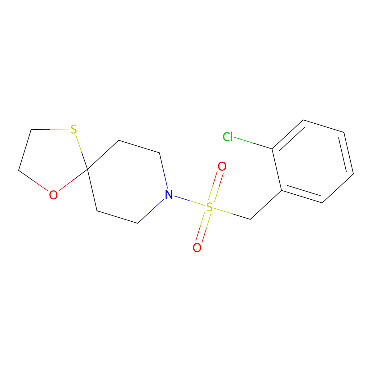 8-((2-Chlorobenzyl)sulfonyl)-1-oxa-4-thia-8-azaspiro[4.5]decane molecular structure, CAS 1351613-53-0
