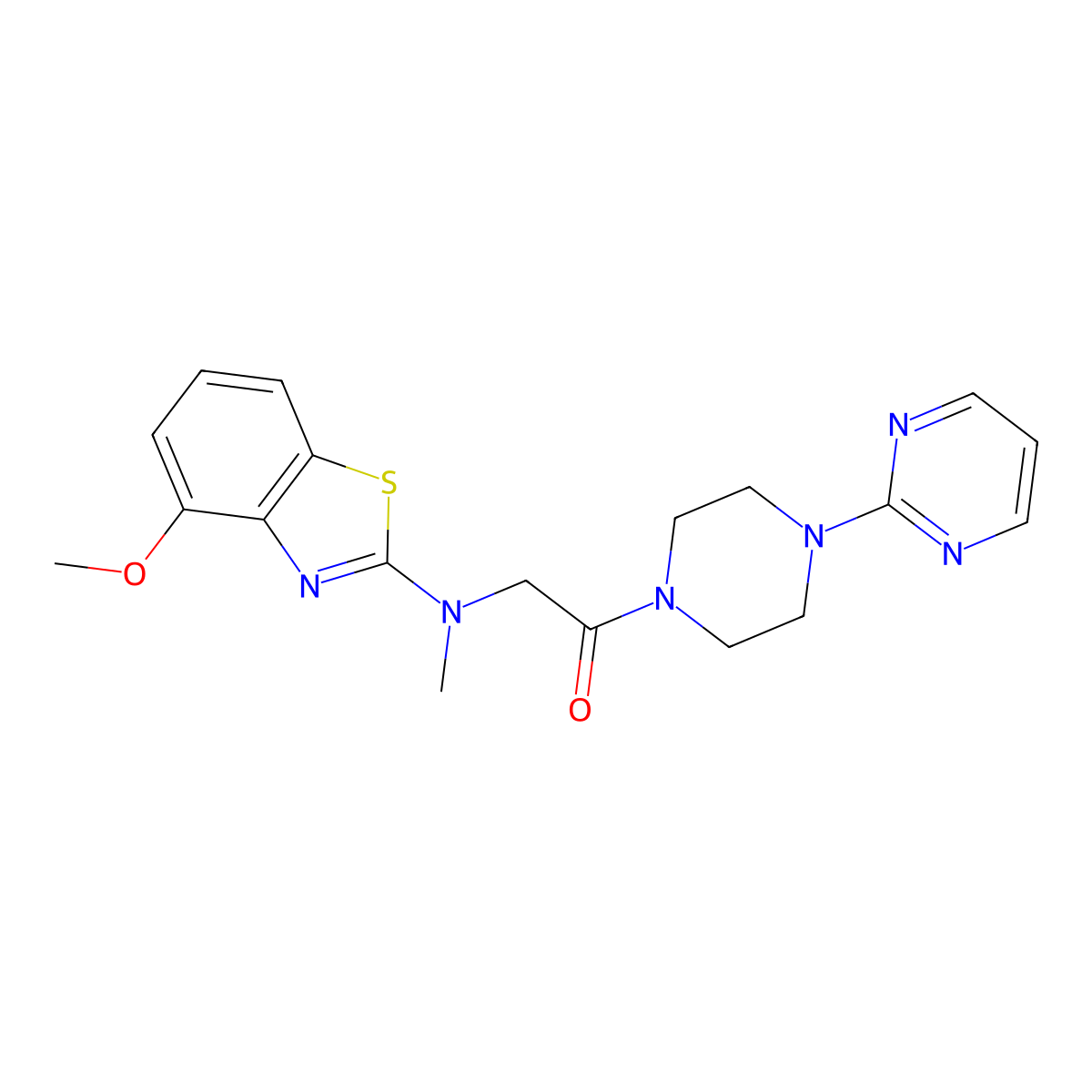 2-((4-Methoxybenzo[d]thiazol-2-yl)(methyl)amino)-1-(4-(pyrimidin-2-yl)piperazin-1-yl)ethanone molecular structure, CAS 1351613-54-1