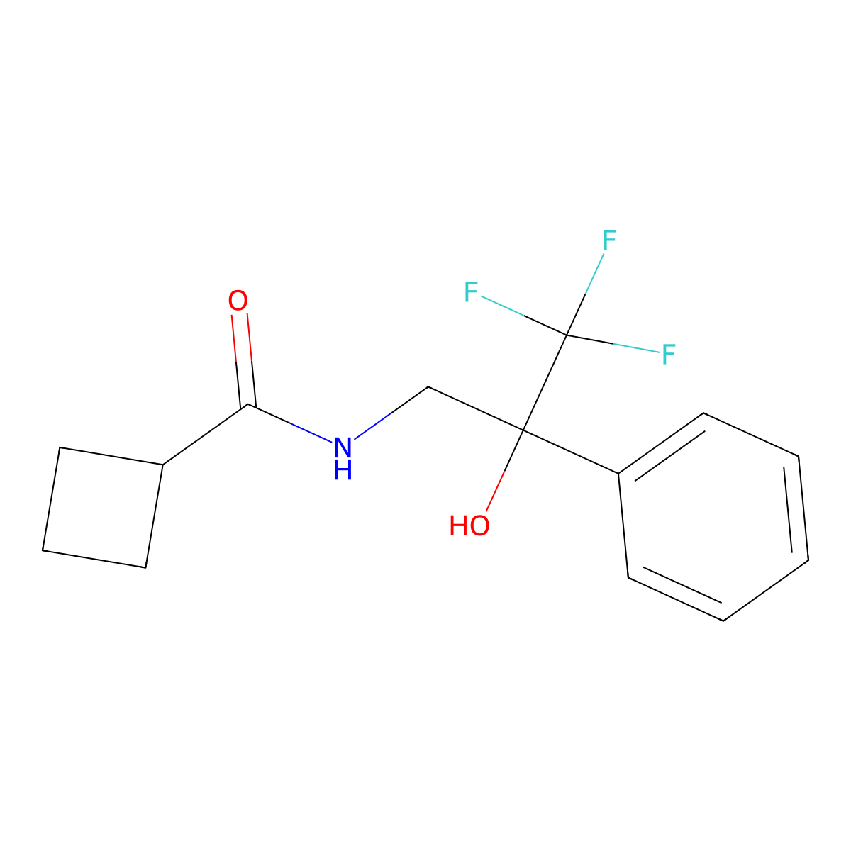 N-(3,3,3-trifluoro-2-hydroxy-2-phenylpropyl)cyclobutanecarboxamide molecular structure, CAS 1351613-55-2