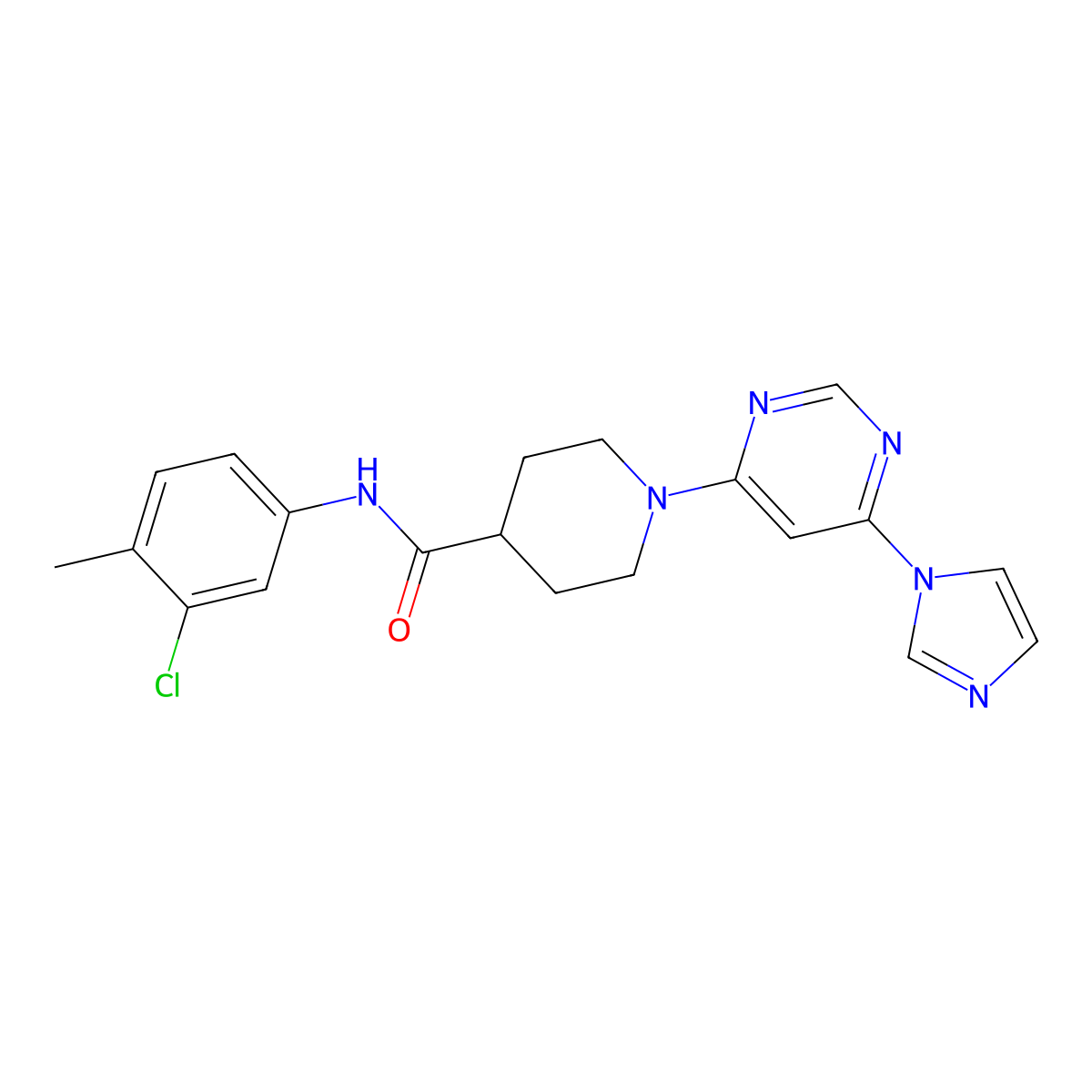 1-(6-(1H-imidazol-1-yl)pyrimidin-4-yl)-N-(3-chloro-4-methylphenyl)piperidine-4-carboxamide molecular structure, CAS 1351613-56-3