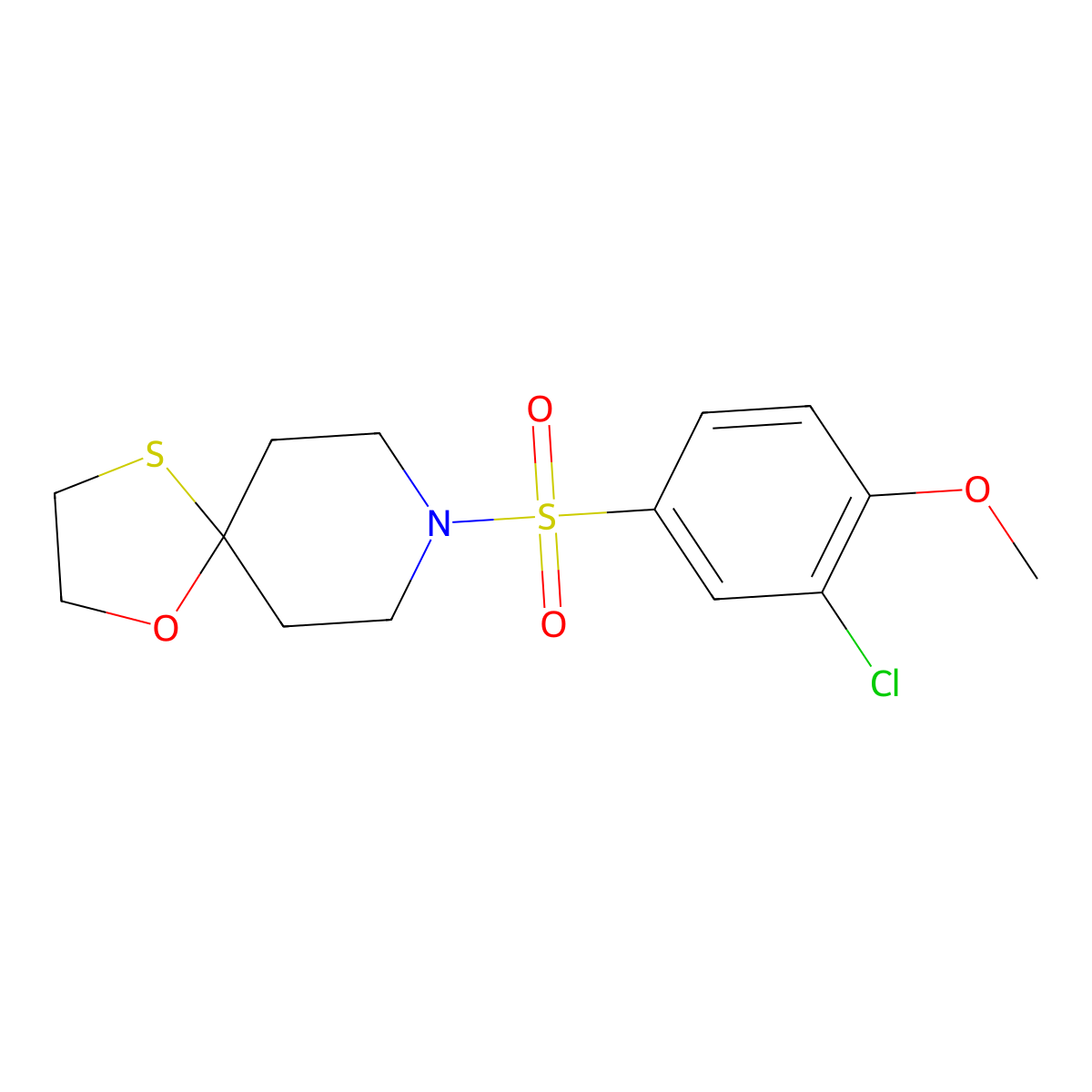 8-((3-Chloro-4-methoxyphenyl)sulfonyl)-1-oxa-4-thia-8-azaspiro[4.5]decane molecular structure, CAS 1351613-59-6
