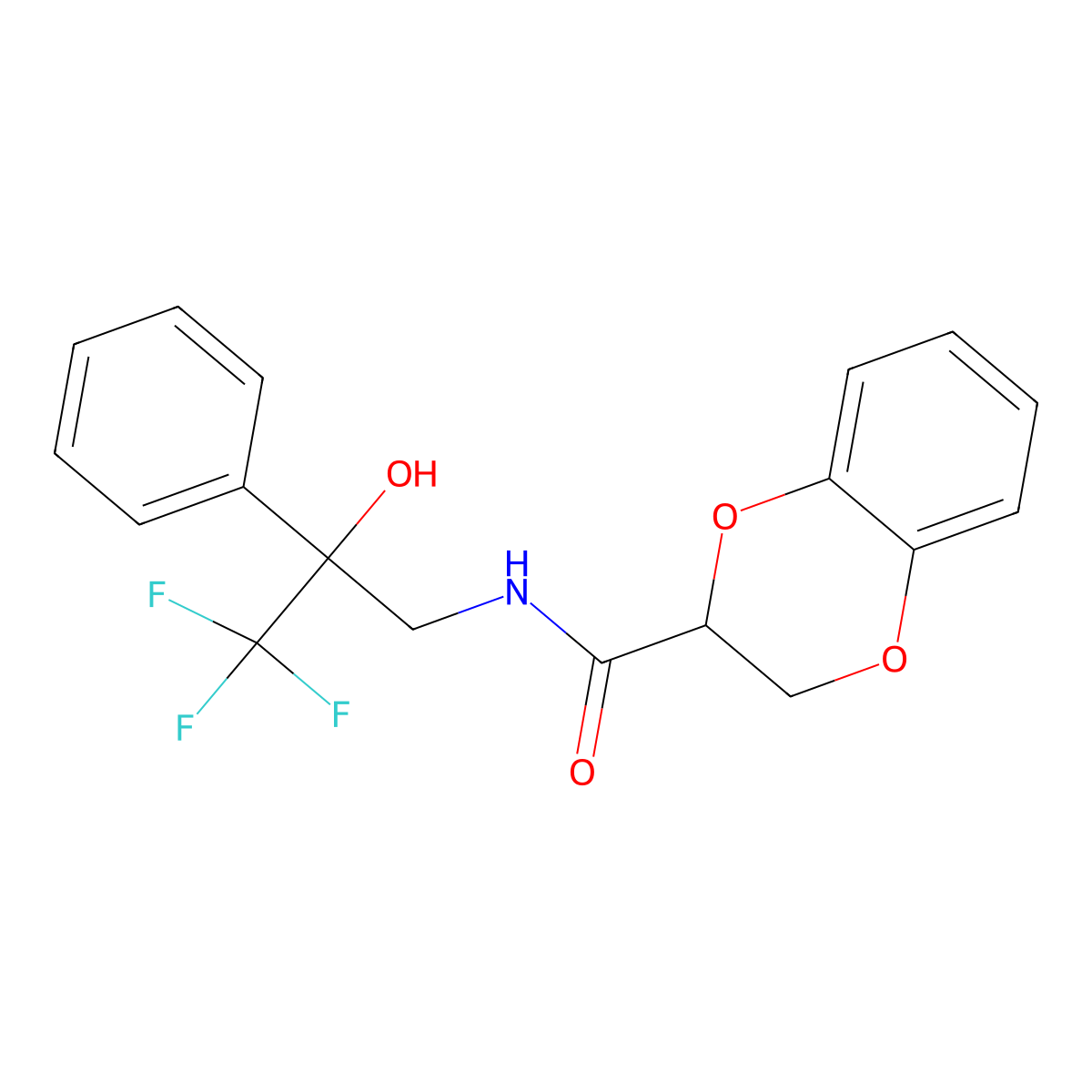 N-(3,3,3-trifluoro-2-hydroxy-2-phenylpropyl)-2,3-dihydro-1,4-benzodioxine-2-carboxamide molecular structure, CAS 1351613-60-9
