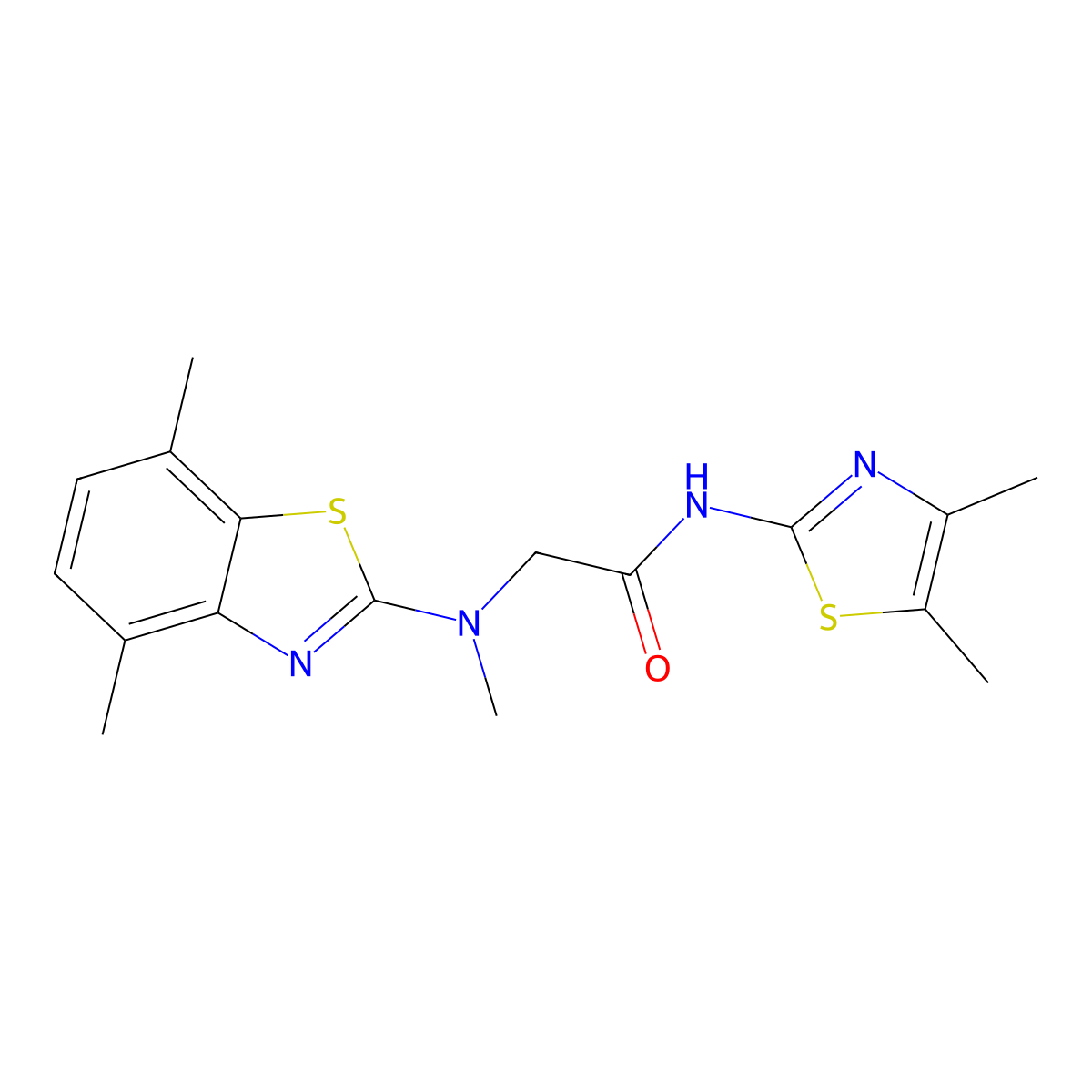 2-[(4,7-dimethyl-1,3-benzothiazol-2-yl)(methyl)amino]-N-(4,5-dimethyl-1,3-thiazol-2-yl)acetamide molecular structure, CAS 1351613-65-4