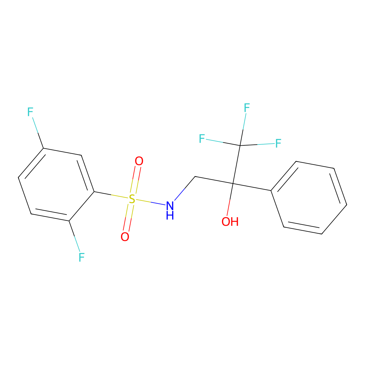 2,5-difluoro-N-(3,3,3-trifluoro-2-hydroxy-2-phenylpropyl)benzenesulfonamide molecular structure, CAS 1351613-68-7