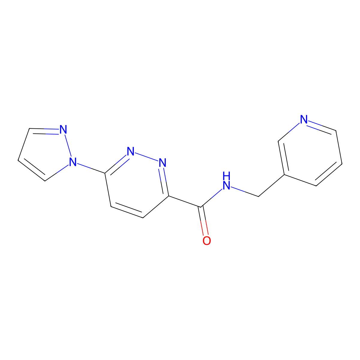 6-(1H-pyrazol-1-yl)-N-(pyridin-3-ylmethyl)pyridazine-3-carboxamide molecular structure, CAS 1351613-81-4