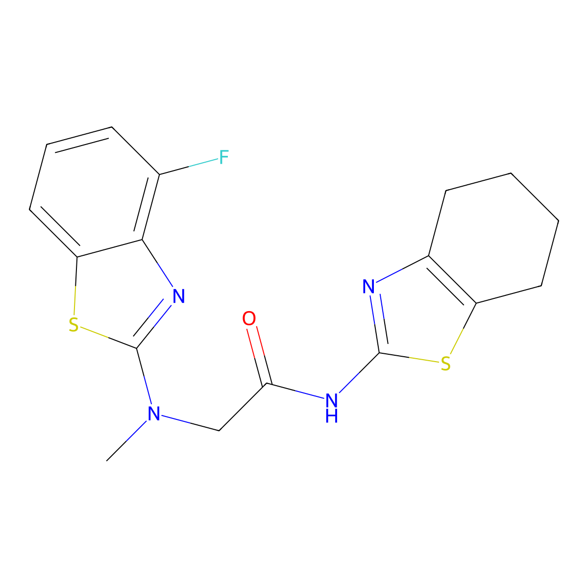 2-((4-fluorobenzo[d]thiazol-2-yl)(methyl)amino)-N-(4,5,6,7-tetrahydrobenzo[d]thiazol-2-yl)acetamide molecular structure, CAS 1351613-84-7