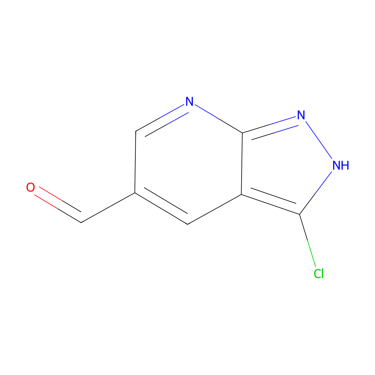 3-chloro-1H-pyrazolo[3,4-b]pyridine-5-carbaldehyde molecular structure, CAS 1351613-88-1