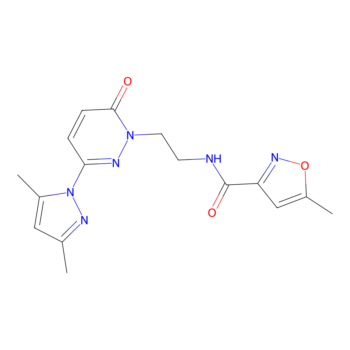 N-(2-(3-(3,5-dimethyl-1H-pyrazol-1-yl)-6-oxopyridazin-1(6H)-yl)ethyl)-5-methylisoxazole-3-carboxamide molecular structure, CAS 1351614-01-1