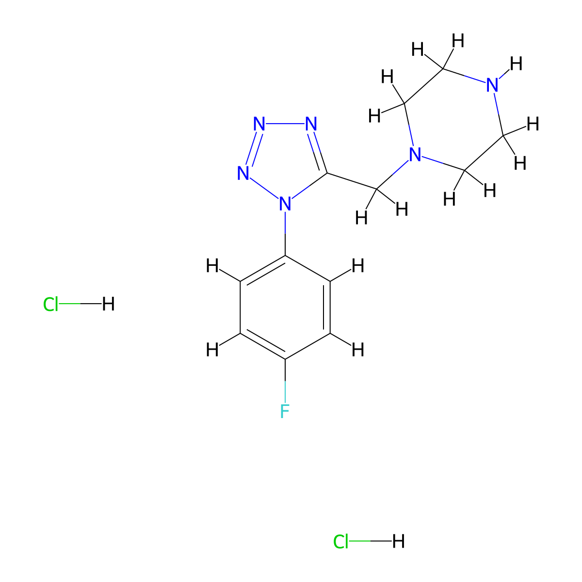 1-{[1-(4-fluorophenyl)-1H-tetrazol-5-yl]methyl}piperazine dihydrochloride molecular structure, CAS 1351614-10-2