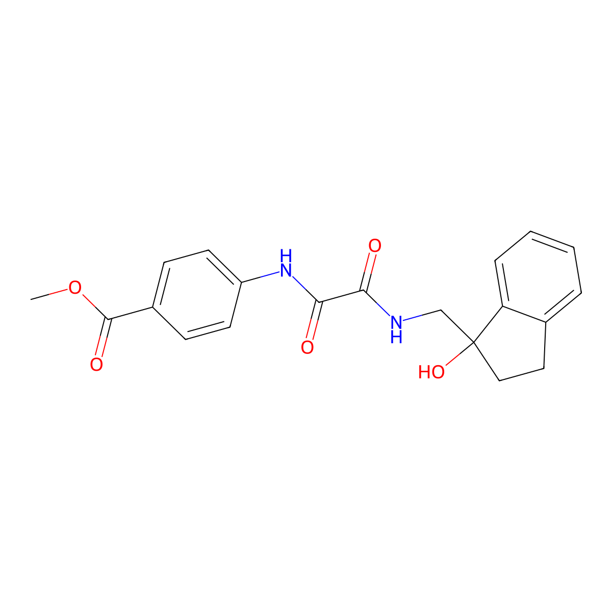 methyl 4-(2-(((1-hydroxy-2,3-dihydro-1H-inden-1-yl)methyl)amino)-2-oxoacetamido)benzoate molecular structure, CAS 1351614-16-8