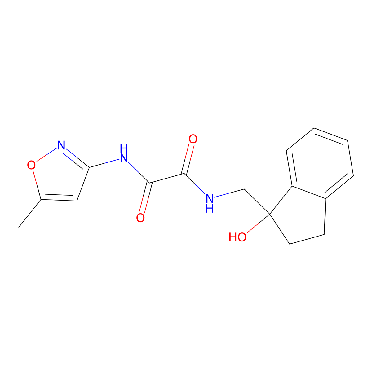N1-((1-hydroxy-2,3-dihydro-1H-inden-1-yl)methyl)-N2-(5-methylisoxazol-3-yl)oxalamide molecular structure, CAS 1351614-20-4