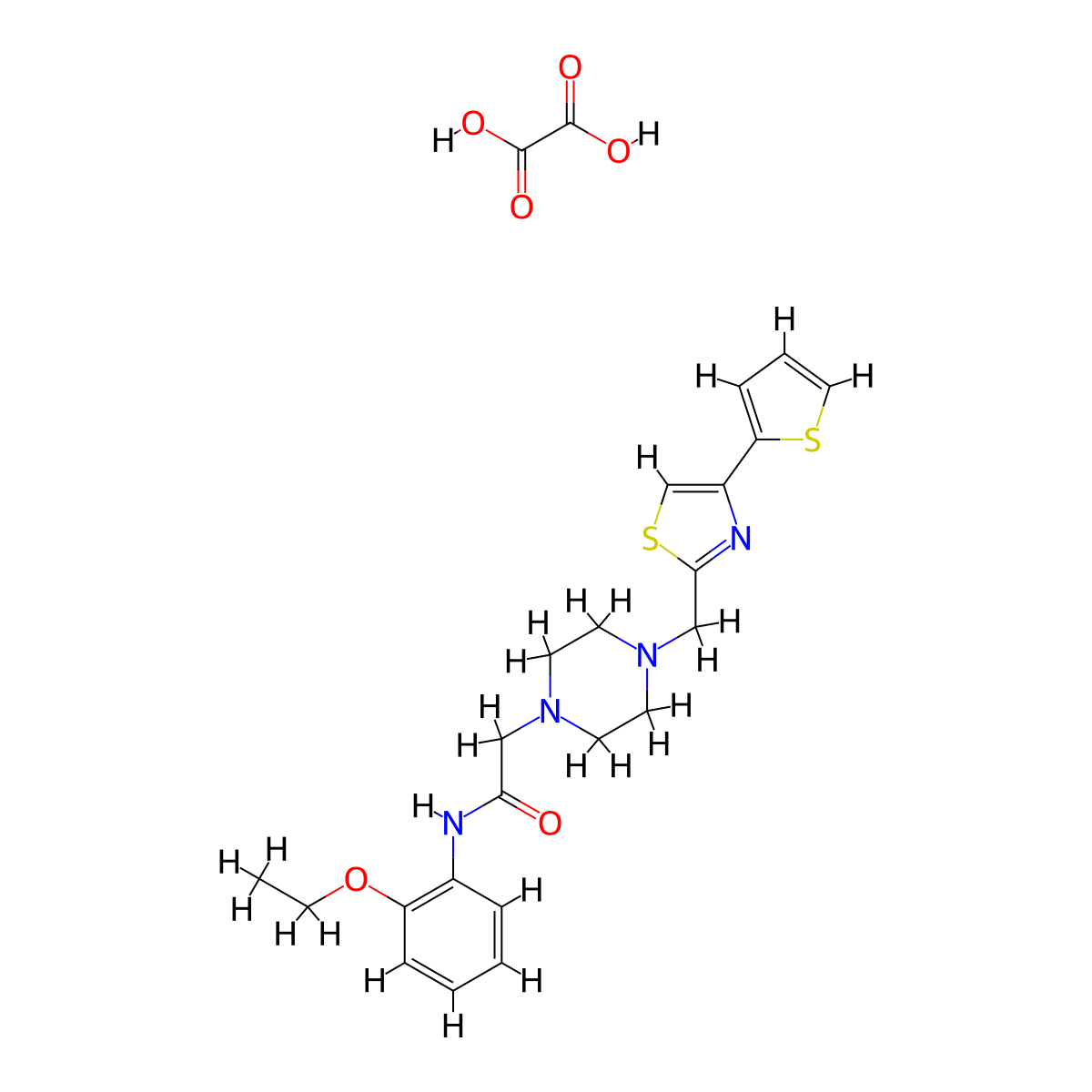 N-(2-ethoxyphenyl)-2-(4-((4-(thiophen-2-yl)thiazol-2-yl)methyl)piperazin-1-yl)acetamide oxalate molecular structure, CAS 1351614-23-7