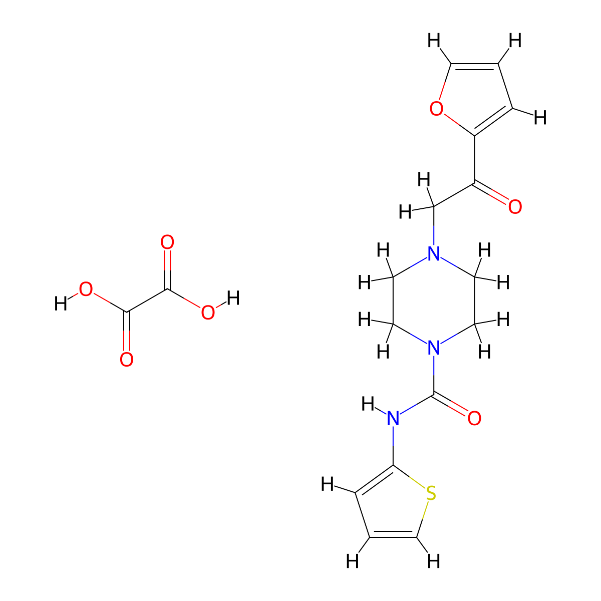 4-(2-(furan-2-yl)-2-oxoethyl)-N-(thiophen-2-yl)piperazine-1-carboxamide oxalate molecular structure, CAS 1351614-24-8