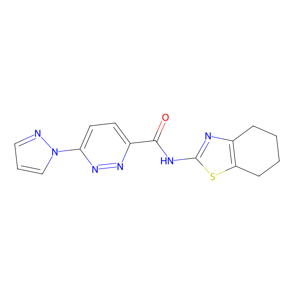 6-(1H-pyrazol-1-yl)-N-(4,5,6,7-tetrahydrobenzo[d]thiazol-2-yl)pyridazine-3-carboxamide molecular structure, CAS 1351614-25-9