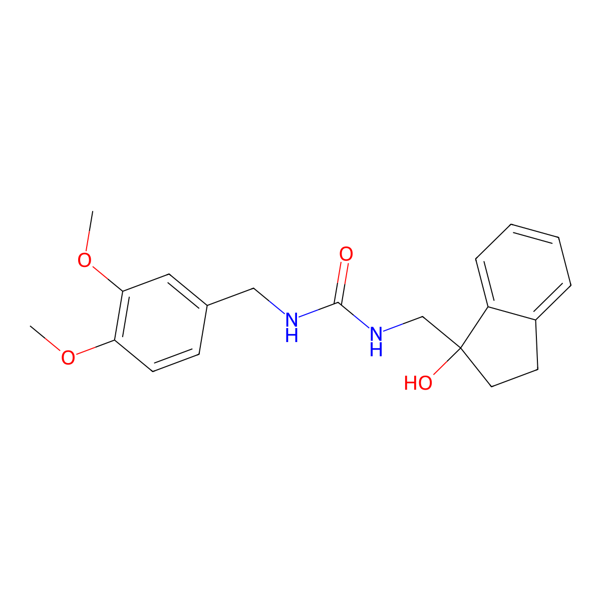 1-(3,4-dimethoxybenzyl)-3-((1-hydroxy-2,3-dihydro-1H-inden-1-yl)methyl)urea molecular structure, CAS 1351614-26-0