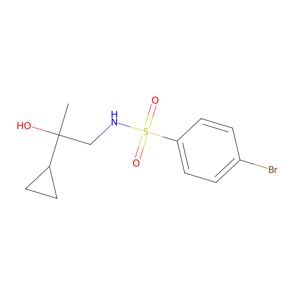 4-bromo-N-(2-cyclopropyl-2-hydroxypropyl)benzenesulfonamide molecular structure, CAS 1351614-29-3
