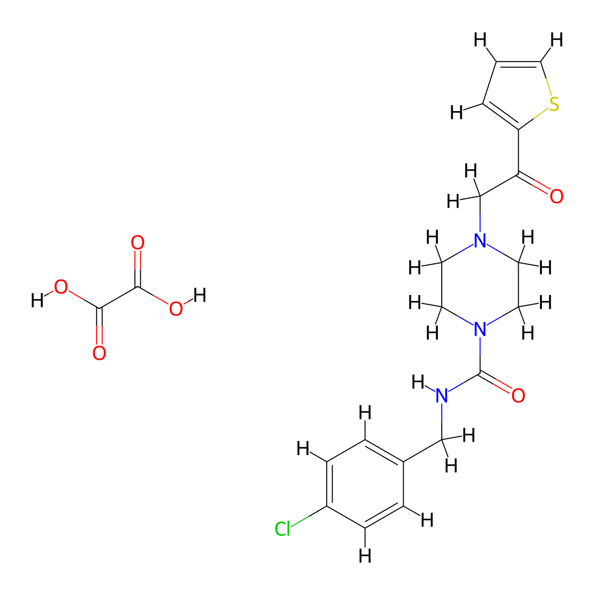 N-(4-chlorobenzyl)-4-(2-oxo-2-(thiophen-2-yl)ethyl)piperazine-1-carboxamide oxalate molecular structure, CAS 1351614-31-7