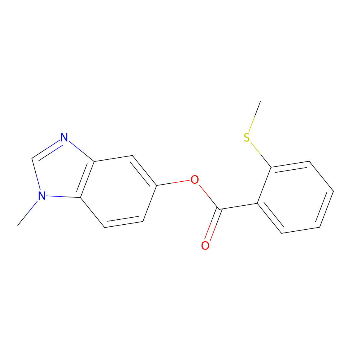 1-methyl-1H-benzo[d]imidazol-5-yl 2-(methylthio)benzoate molecular structure, CAS 1351614-32-8